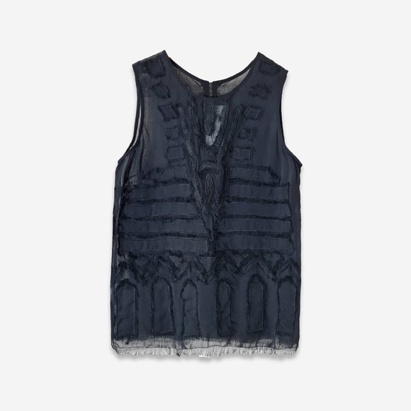 not known Tops - Size-M, NWT, Applique black chiffon top